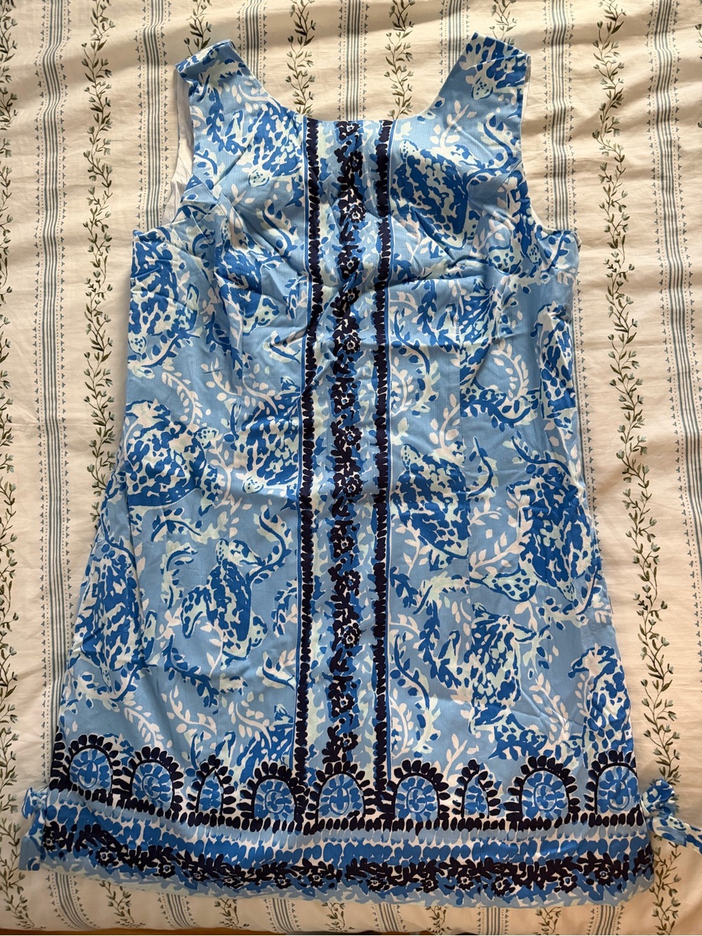Lilly Pulitzer Light Blue Floral Tank Dress with Navy Trim